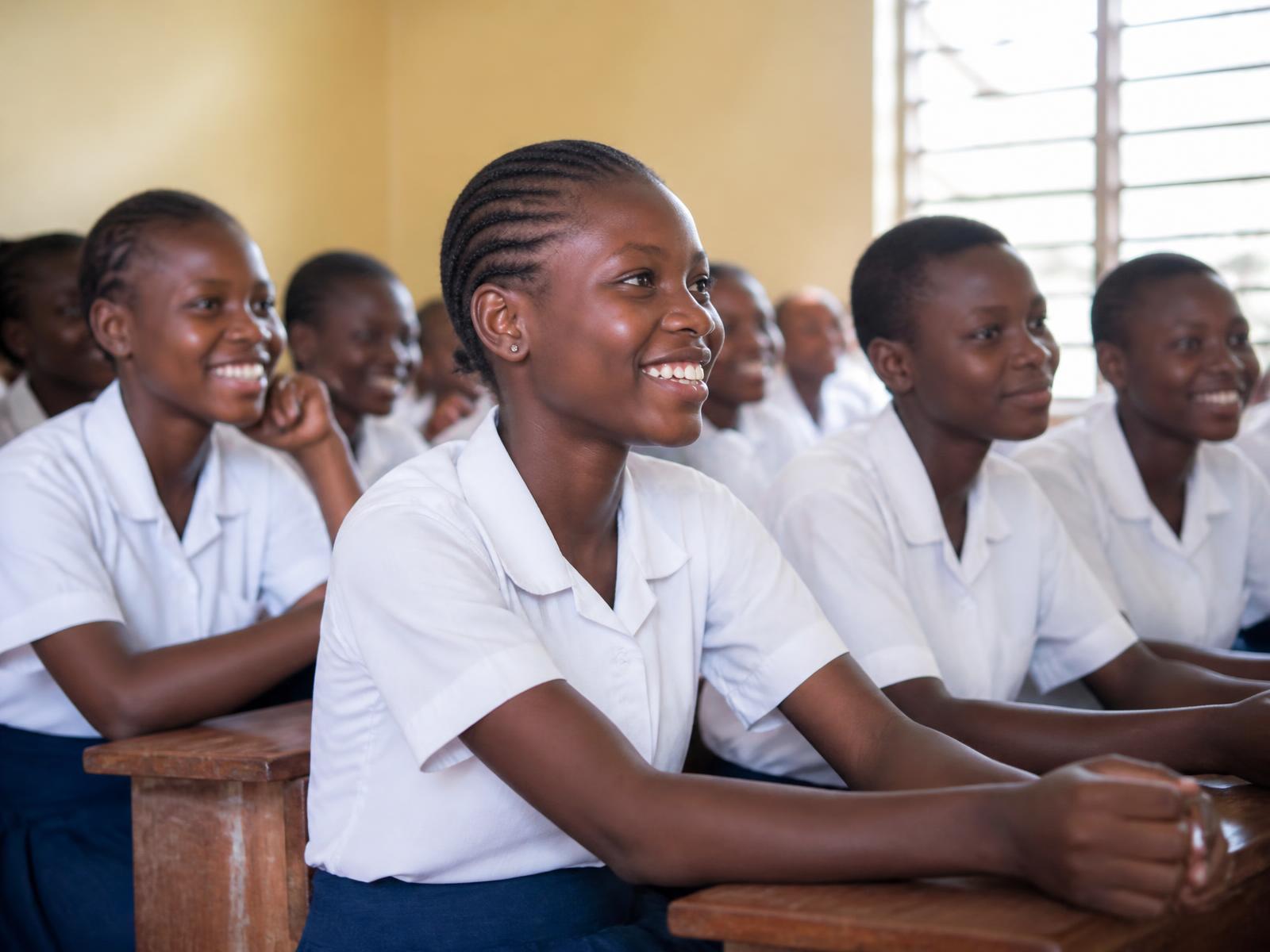 Secondary school girls in Cameroon during a Mavena menstrual-health education session